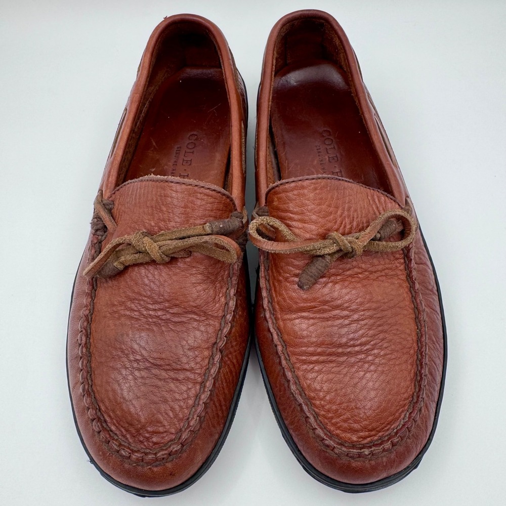EUC Cole Haan Mens Pebbled Leather Driving Moccasin Loafers Made in Brazil 8.5B
